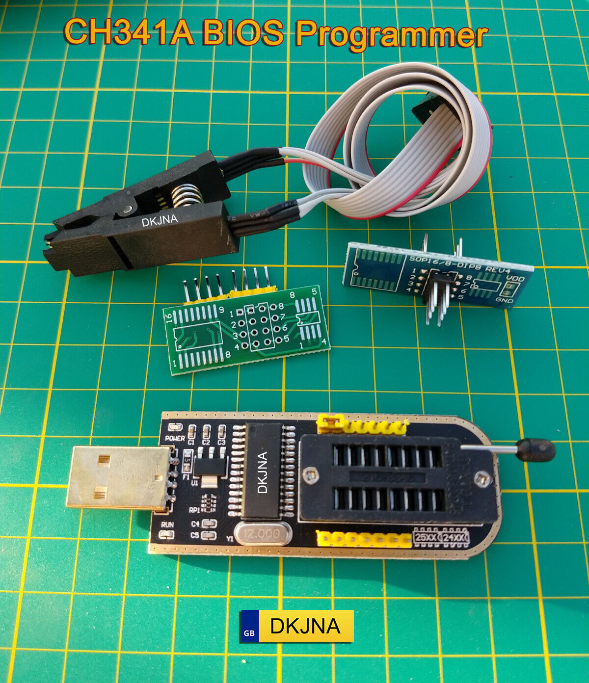 CH341A BIOS USB Programmer Flasher Writer 24 25 Series EEPROM SOP Clip Adapter