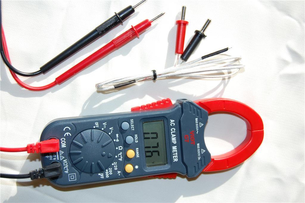 Digital Clamp Meter Ammeter Multimeter DMM+Type K Thermocouple HVAC Circuit Tool