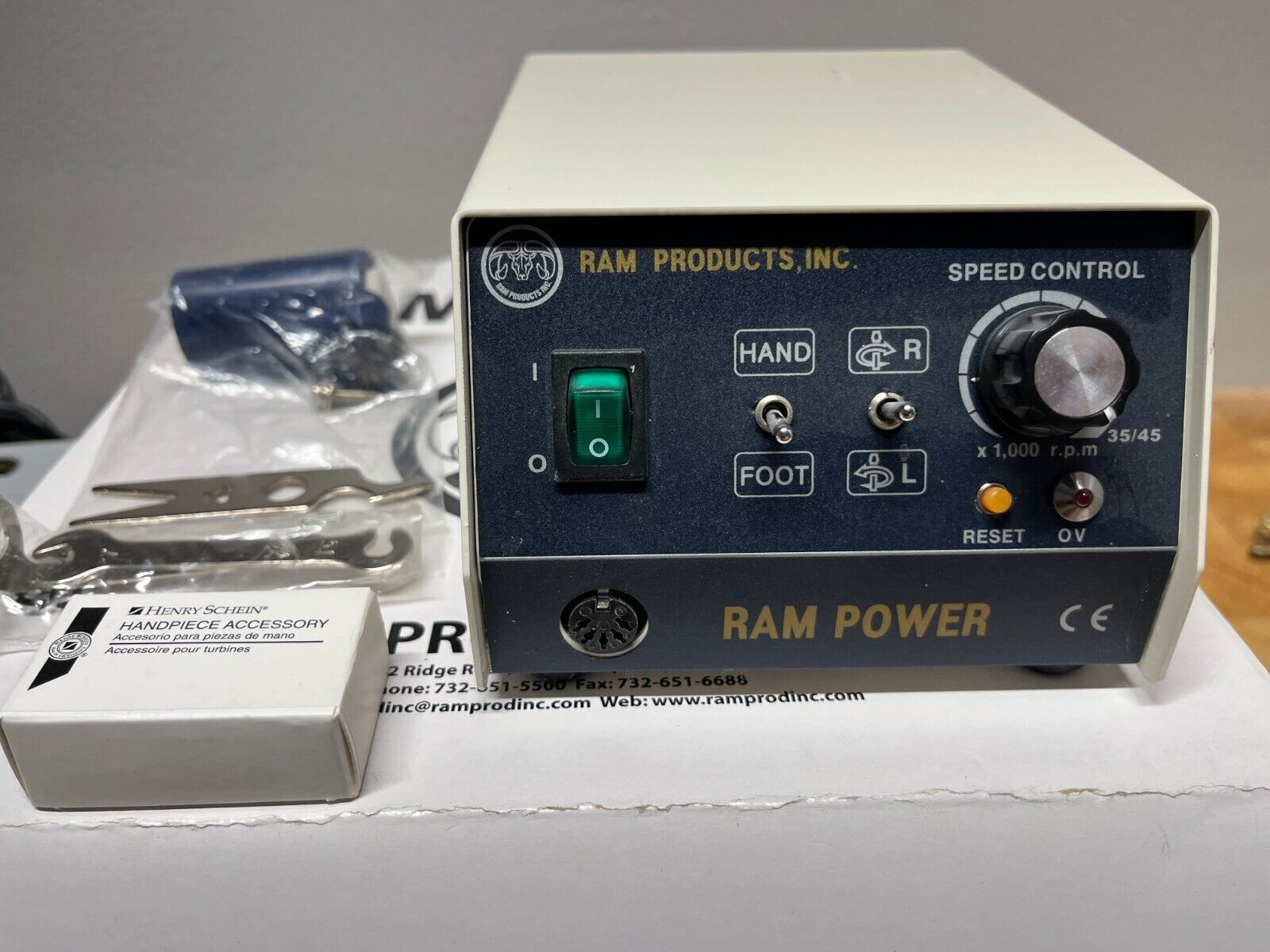 Ram Power Electric Micromotor / Hand Engine w/ Handpiece & Foot Pedal