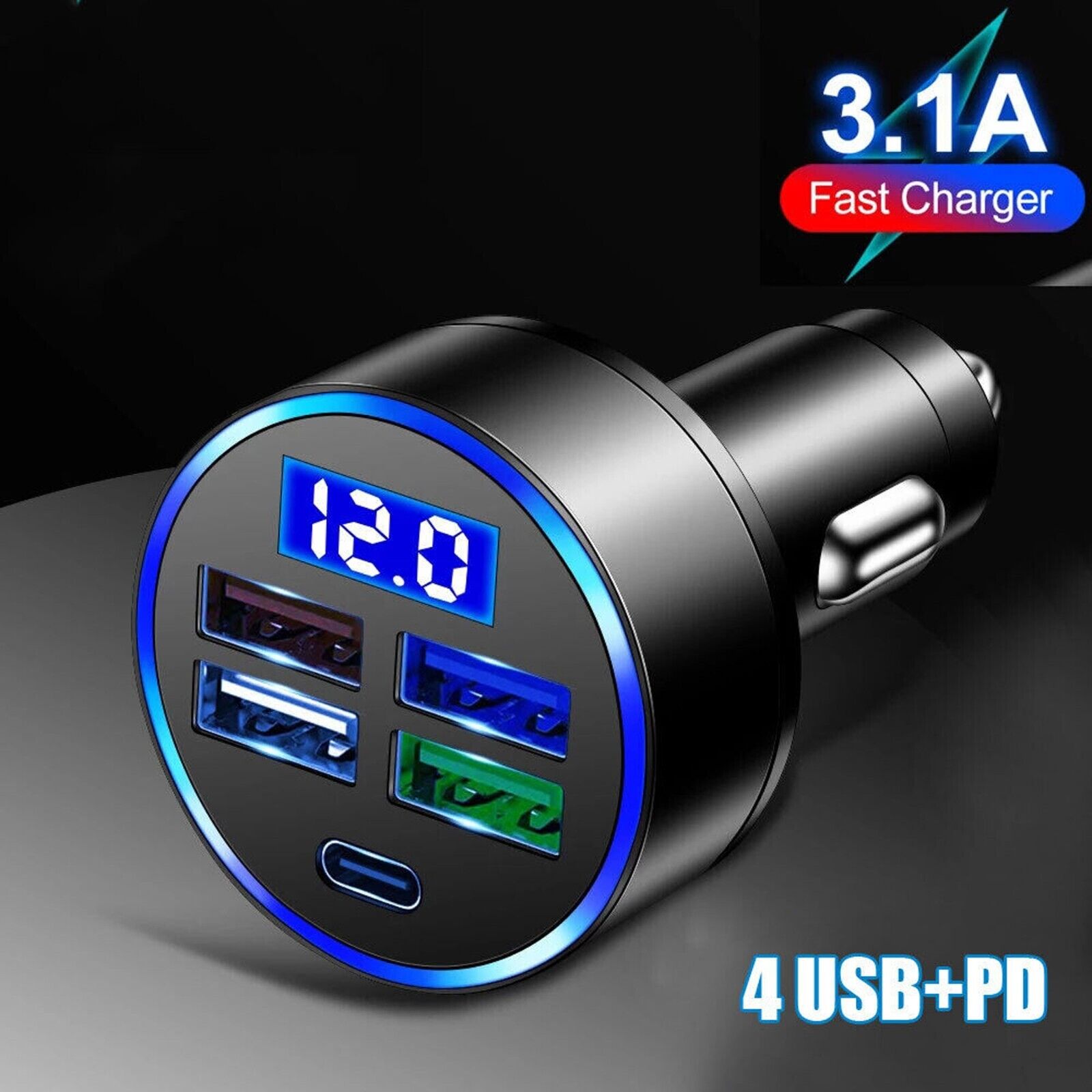 4 USB 12V LED Car Boat Marine Voltmeter Voltage Meter Waterproof Battery Gauge