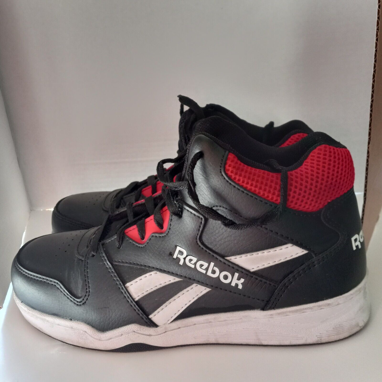 Reebok Memory Tech Steel Toe Work Shoe Boot Sneaker Mens 9 Red Black Leather