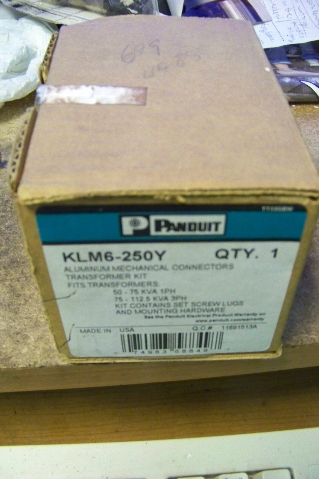 panduit KLM6-250Y Transformer lug kit, aluminum, #6 AWG - 250 kcmil conductors.