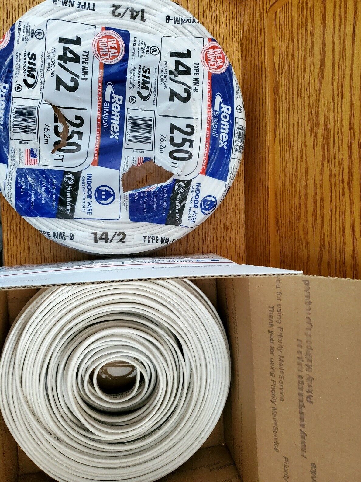 250 Feet 14 2 Electrical Wire (ACTUAL ROMEX BRAND) Ships without packaging.