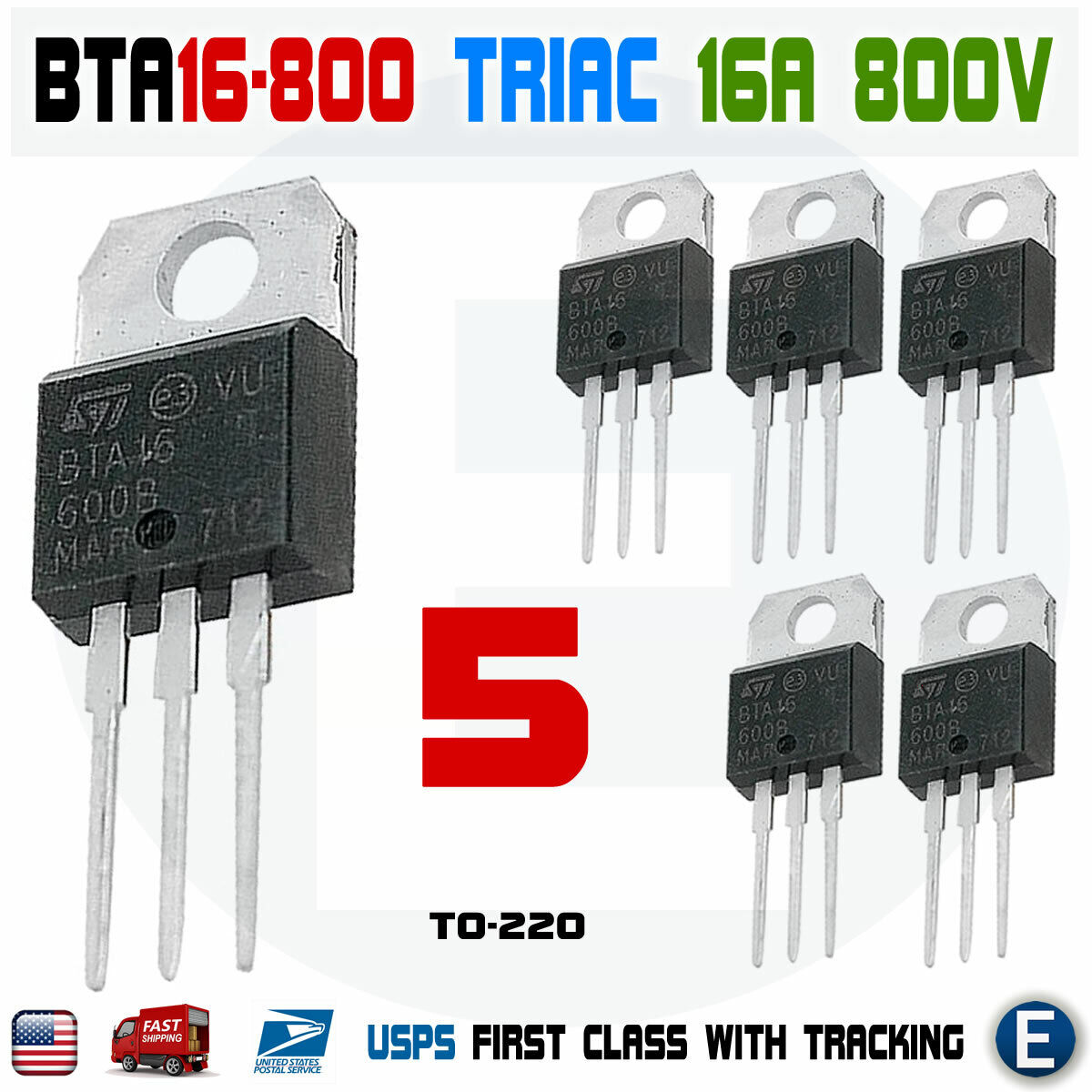 5PCS BTA16-800B Thyristor Triac 800V 16A TO-220 BTA16-800 High Voltage