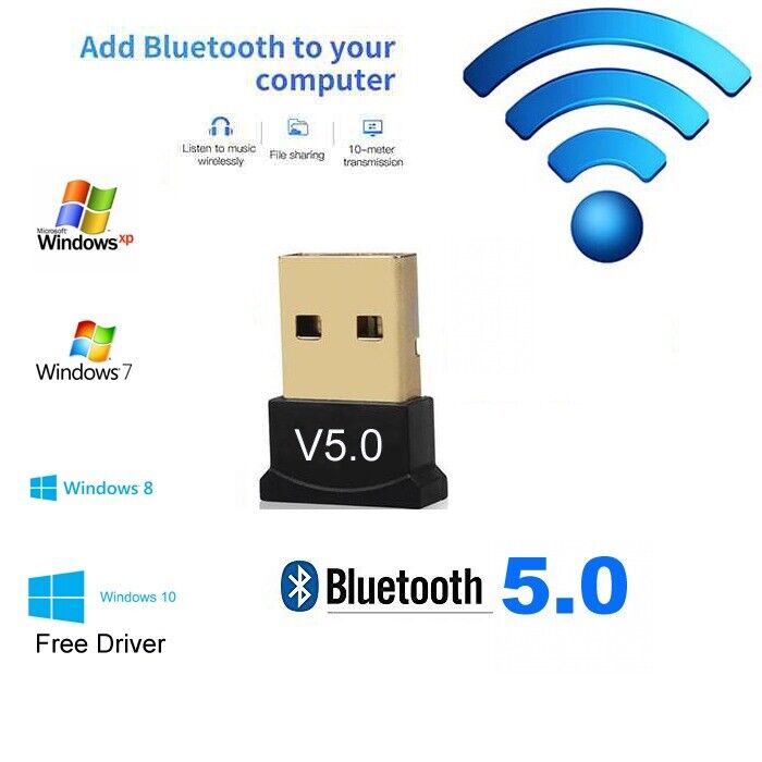 USB Bluetooth 5.0 Wireless Stereo Audio Music Adapter Dongle Receiver For TV PC
