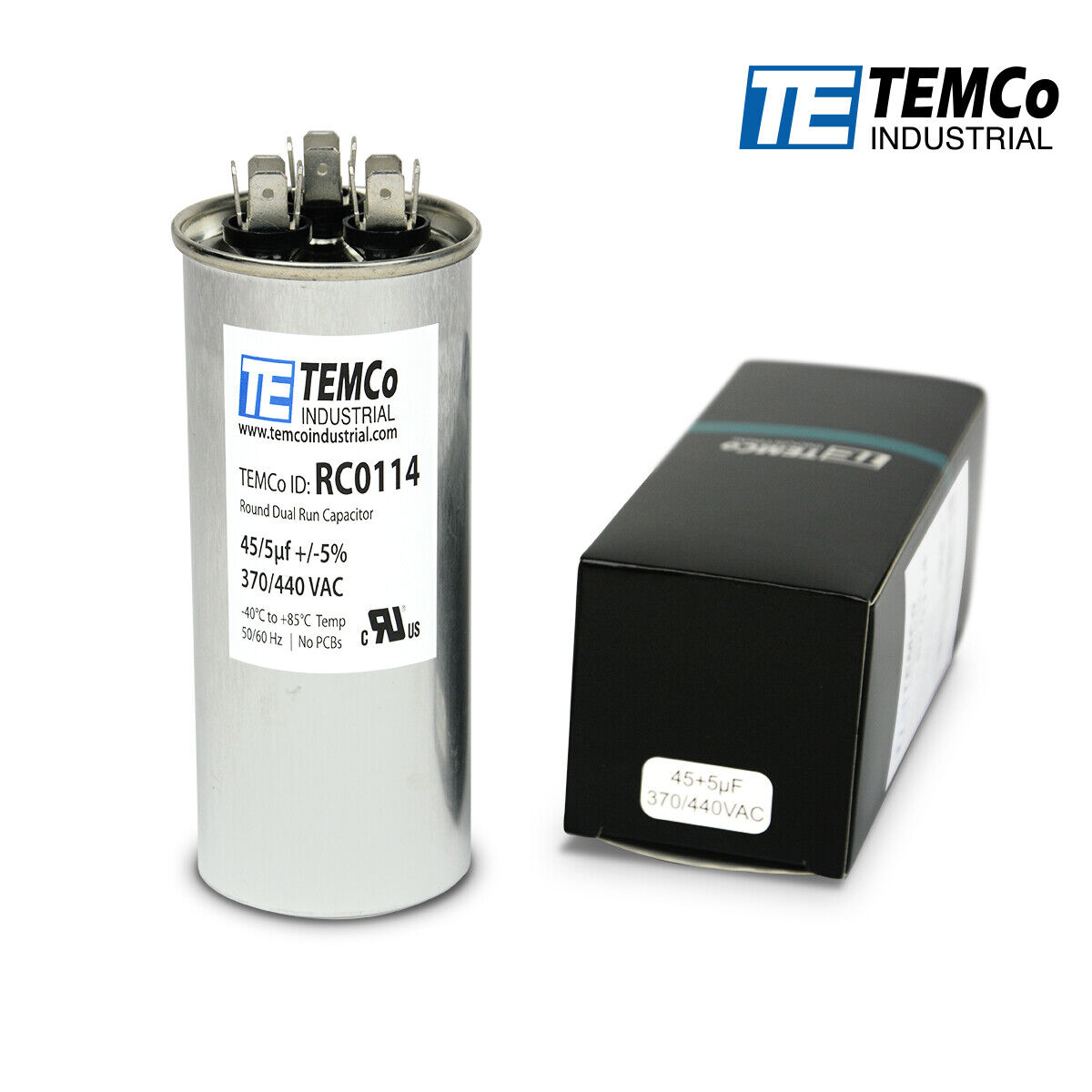 TEMCo 45+5 uf/MFD 370-440 VAC volts Round Dual Run Capacitor 50/60 Hz -Lot-1