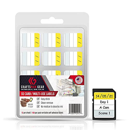 SD Memory Card Label Sticker Removable Smudge Free Writable US Made Small Labels