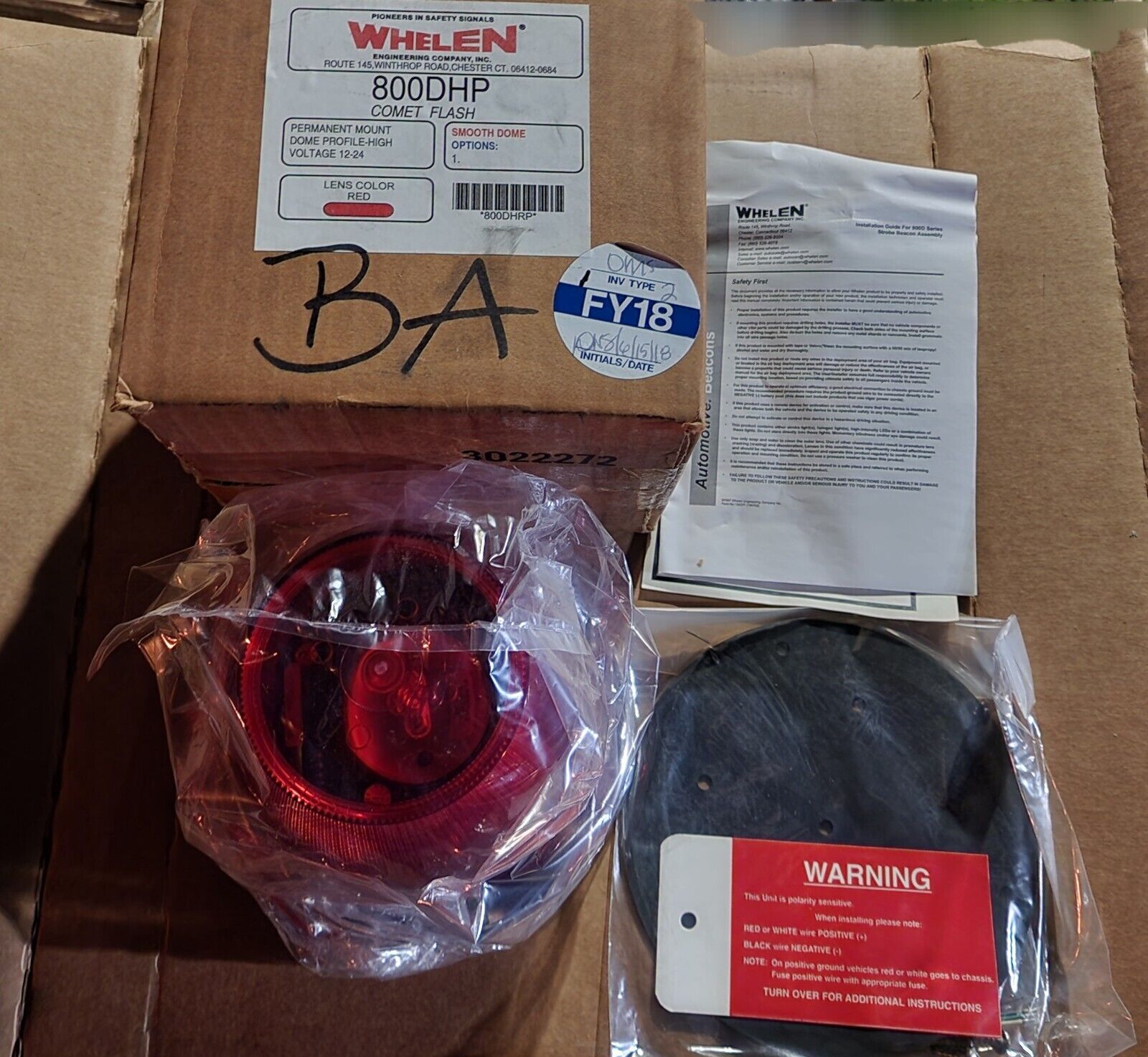 Whelen 800DHP comet flash RED NEW OLD STOCK