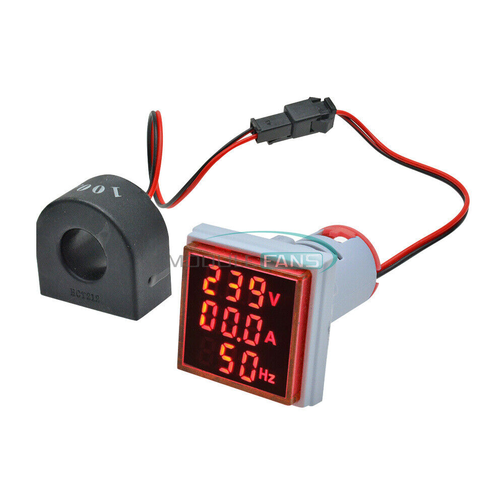 AC 60-500V 0-100A 3-in-1 Voltmeter Ammeter LED Digital Voltage Current Meter US