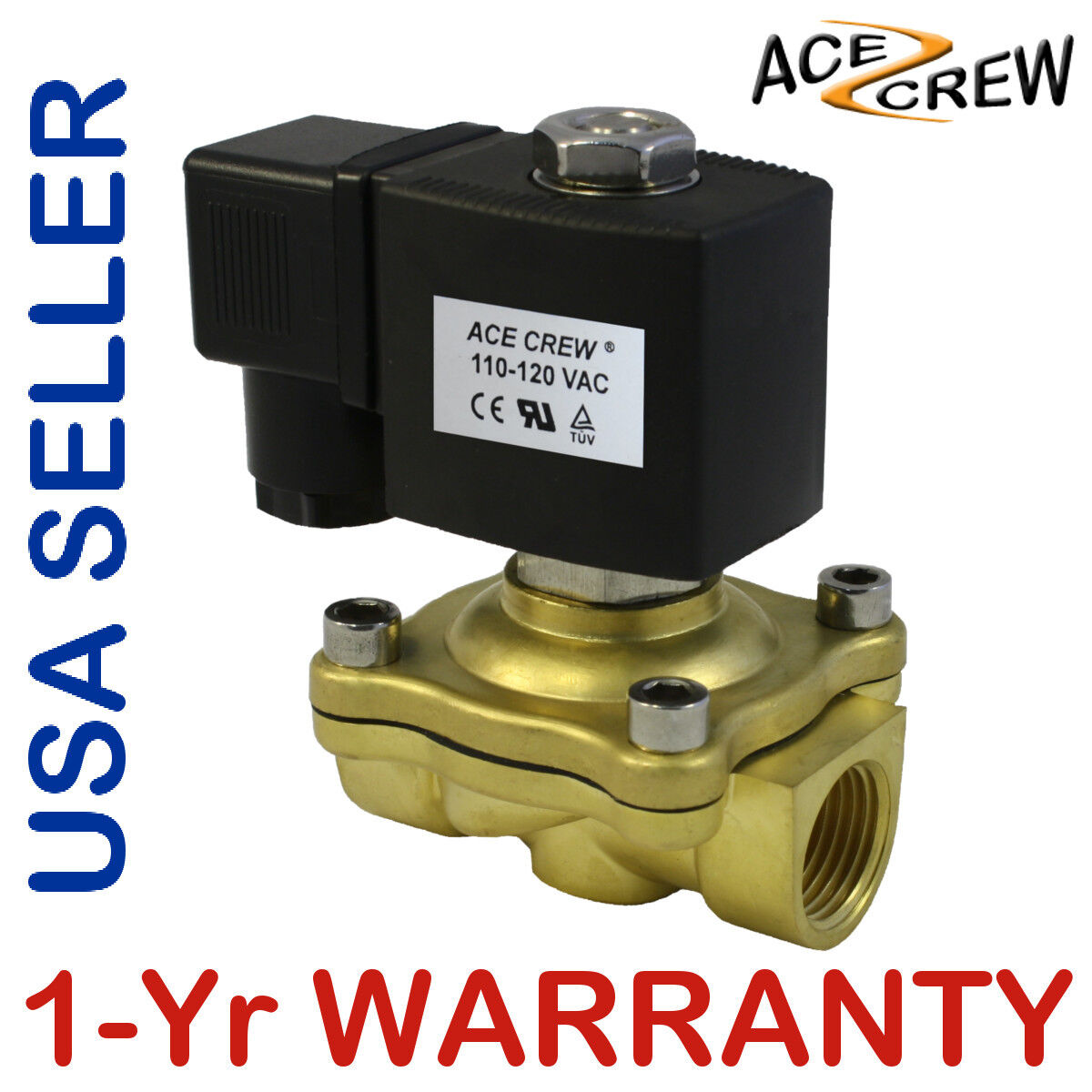 1/2 inch 110V-120V AC Brass Electric Solenoid Valve NPT Gas Water Air N/C