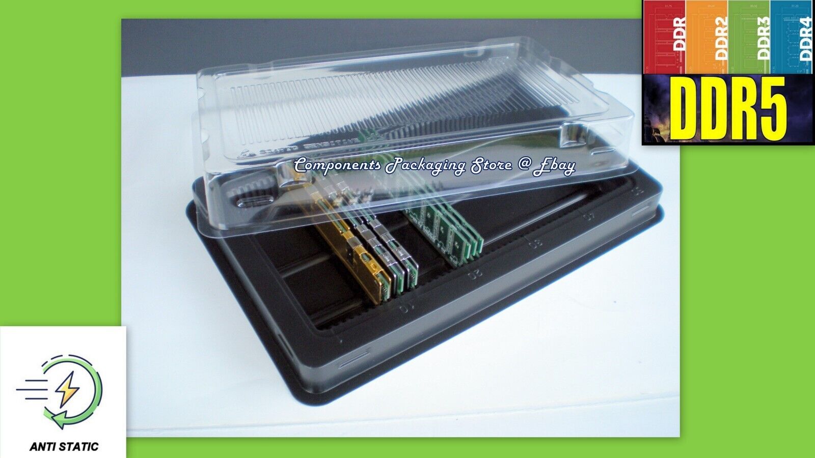 5 Computer Memory Packaging Tray Case for Desktop PC DDR Modules - Fits 250 DIMM