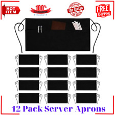 12 Pack Server Aprons with 3 Pockets - Waist Apron Waiter Waitress Apron Water picture