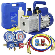 Air Vacuum Pump HVAC AC Air Tool 3,5CFM 1/4hp + Manifold Gauge Set R134a Kit picture