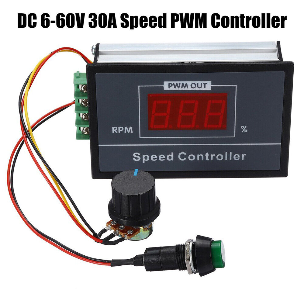 DC6-60V 12V 24V 36V 48V 30A PWM DC Motor Speed Controller Start Stop Switch New